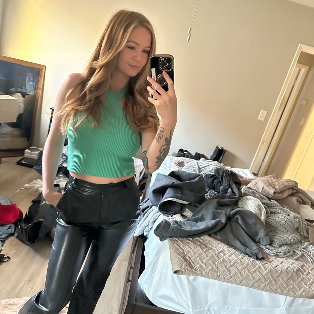 Green Cross Straps Sleeveless Top